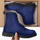 Navy Gothic Grunge Combat Boots - Dark Blue Boots (JPREGNAV)
